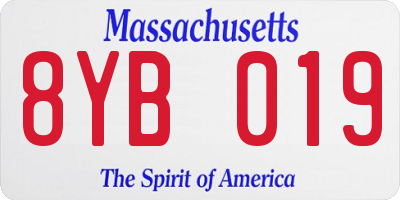 MA license plate 8YB019