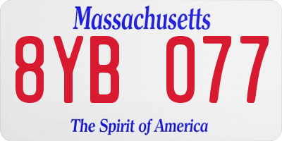 MA license plate 8YB077