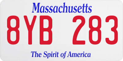 MA license plate 8YB283