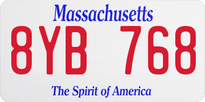 MA license plate 8YB768