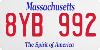 MA license plate 8YB992