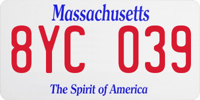 MA license plate 8YC039