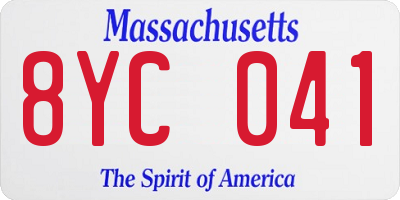 MA license plate 8YC041
