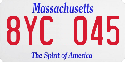 MA license plate 8YC045