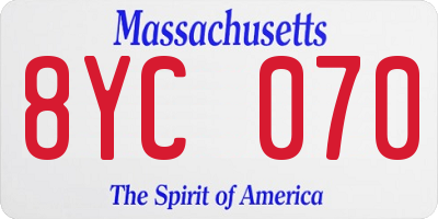 MA license plate 8YC070