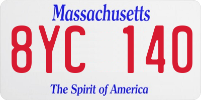 MA license plate 8YC140