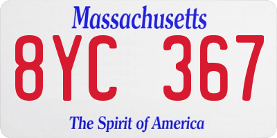 MA license plate 8YC367
