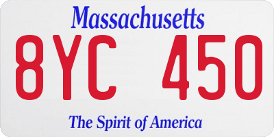 MA license plate 8YC450