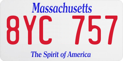 MA license plate 8YC757