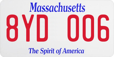 MA license plate 8YD006