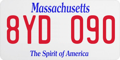 MA license plate 8YD090
