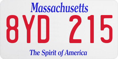 MA license plate 8YD215