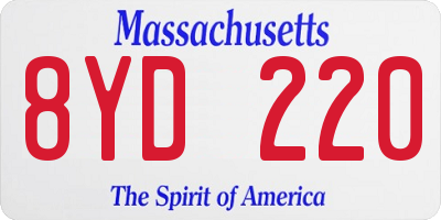 MA license plate 8YD220