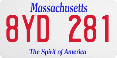 MA license plate 8YD281