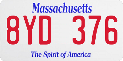 MA license plate 8YD376