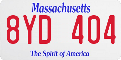 MA license plate 8YD404