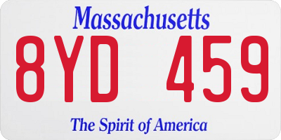 MA license plate 8YD459