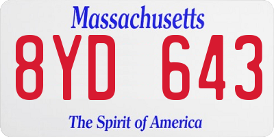 MA license plate 8YD643