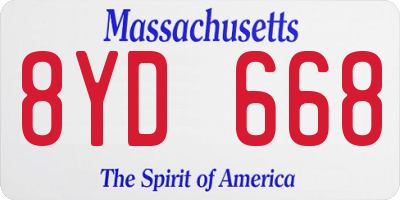 MA license plate 8YD668