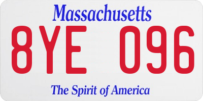 MA license plate 8YE096