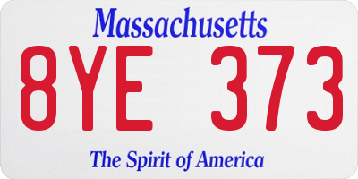 MA license plate 8YE373