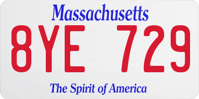 MA license plate 8YE729