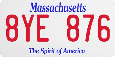 MA license plate 8YE876