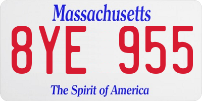 MA license plate 8YE955