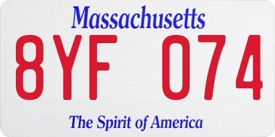 MA license plate 8YF074