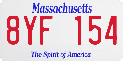 MA license plate 8YF154