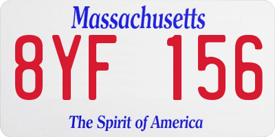MA license plate 8YF156