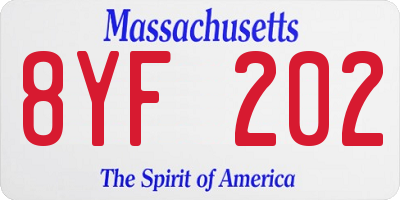 MA license plate 8YF202