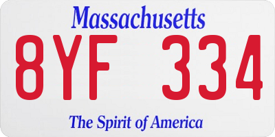 MA license plate 8YF334