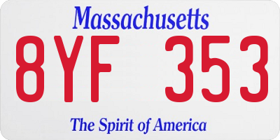 MA license plate 8YF353