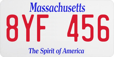 MA license plate 8YF456