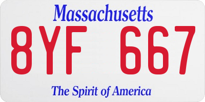 MA license plate 8YF667