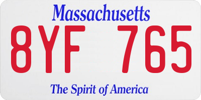MA license plate 8YF765