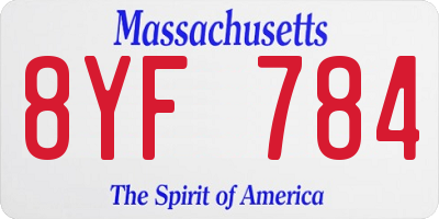 MA license plate 8YF784
