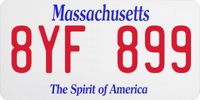 MA license plate 8YF899
