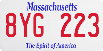 MA license plate 8YG223