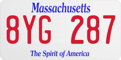 MA license plate 8YG287