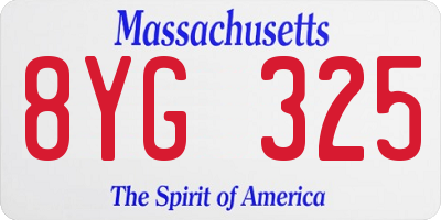 MA license plate 8YG325