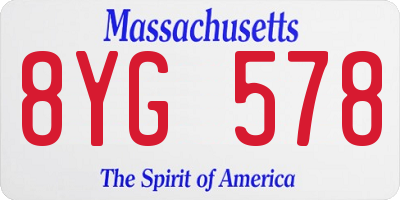 MA license plate 8YG578
