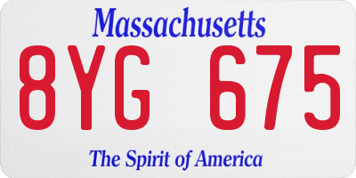 MA license plate 8YG675