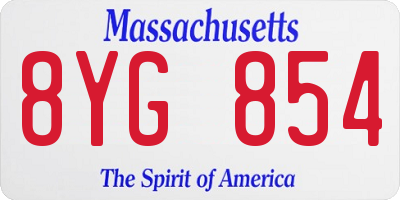 MA license plate 8YG854