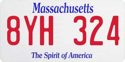 MA license plate 8YH324