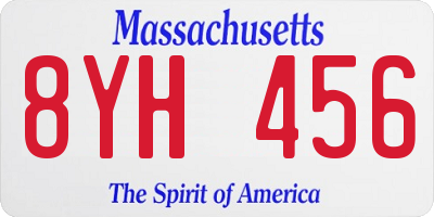 MA license plate 8YH456
