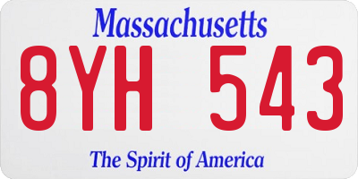 MA license plate 8YH543