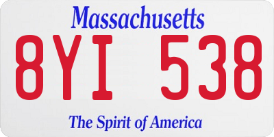 MA license plate 8YI538