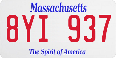 MA license plate 8YI937